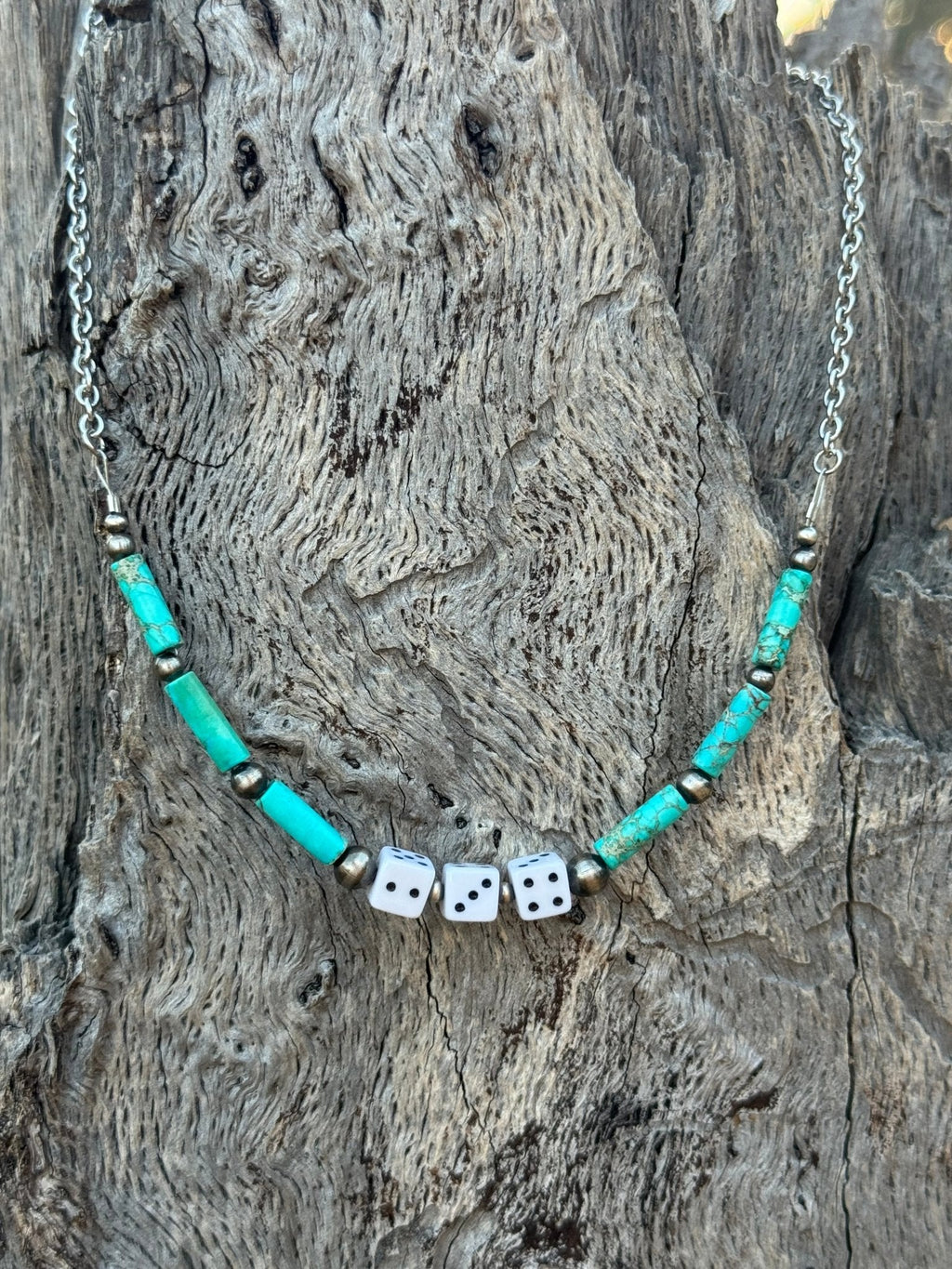 Wild Junkie Sterling Silver Slot Dice Necklace — side view