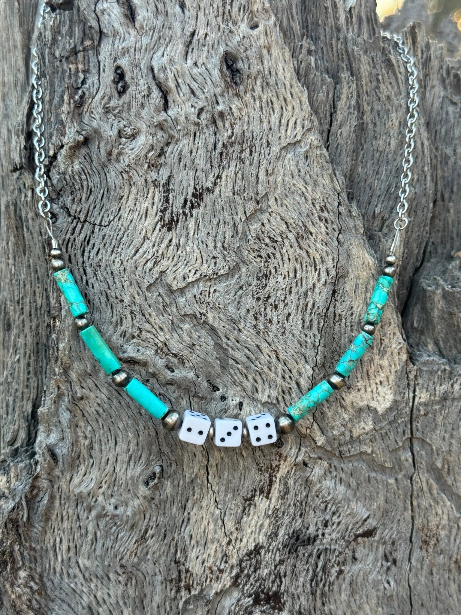 Wild Junkie Sterling Silver Slot Dice Necklace — side view