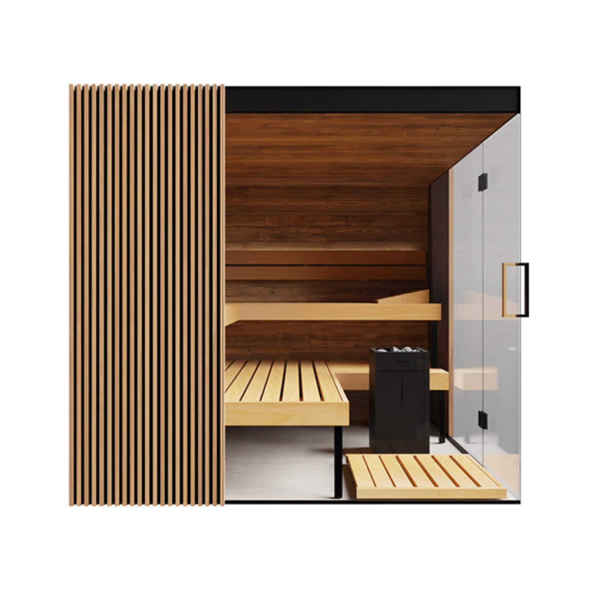 ThermaSol Aalto 4-Person Indoor Semi Panoramic Glass Sauna Cabin [Made-To-Order] [14-AALTODL\R] (SAK13285) – SAKSBY WHOLESALE