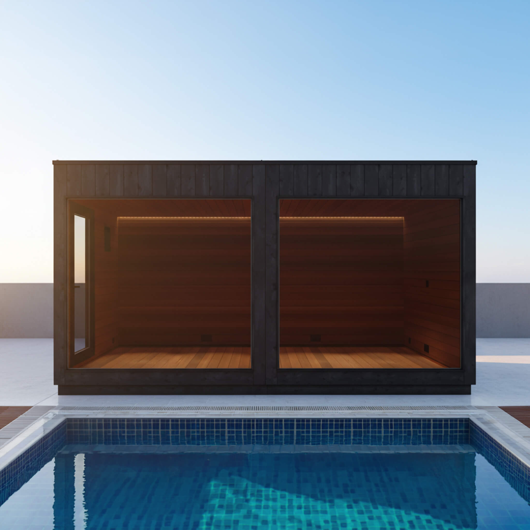 ThermaSol Nordic Misty XL 1-Entrance Outdoor Sauna Lounge [Made-To-Order] [14-KIR-3879/80] (SAK19046) – SAKSBY WHOLESALE