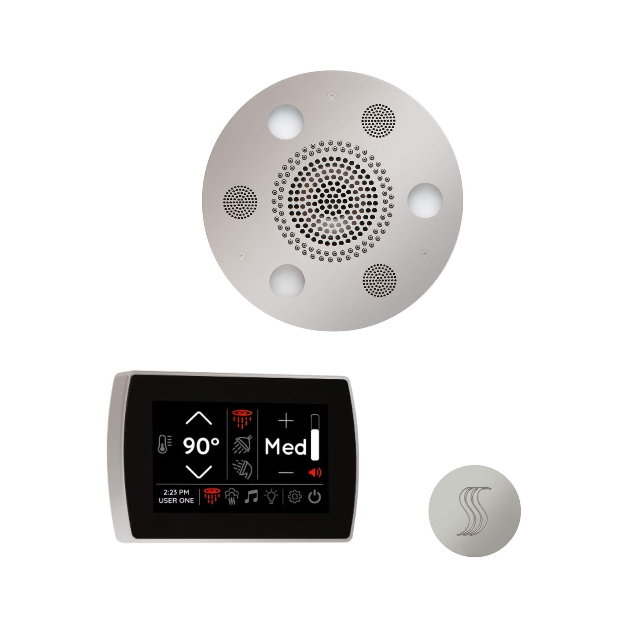 ThermaSol SignaTouch 5-Inch Polished Nickel Round Steam Control Package With Flushmount [WSTPSR] (SAK92051) – SAKSBY WHOLESAL