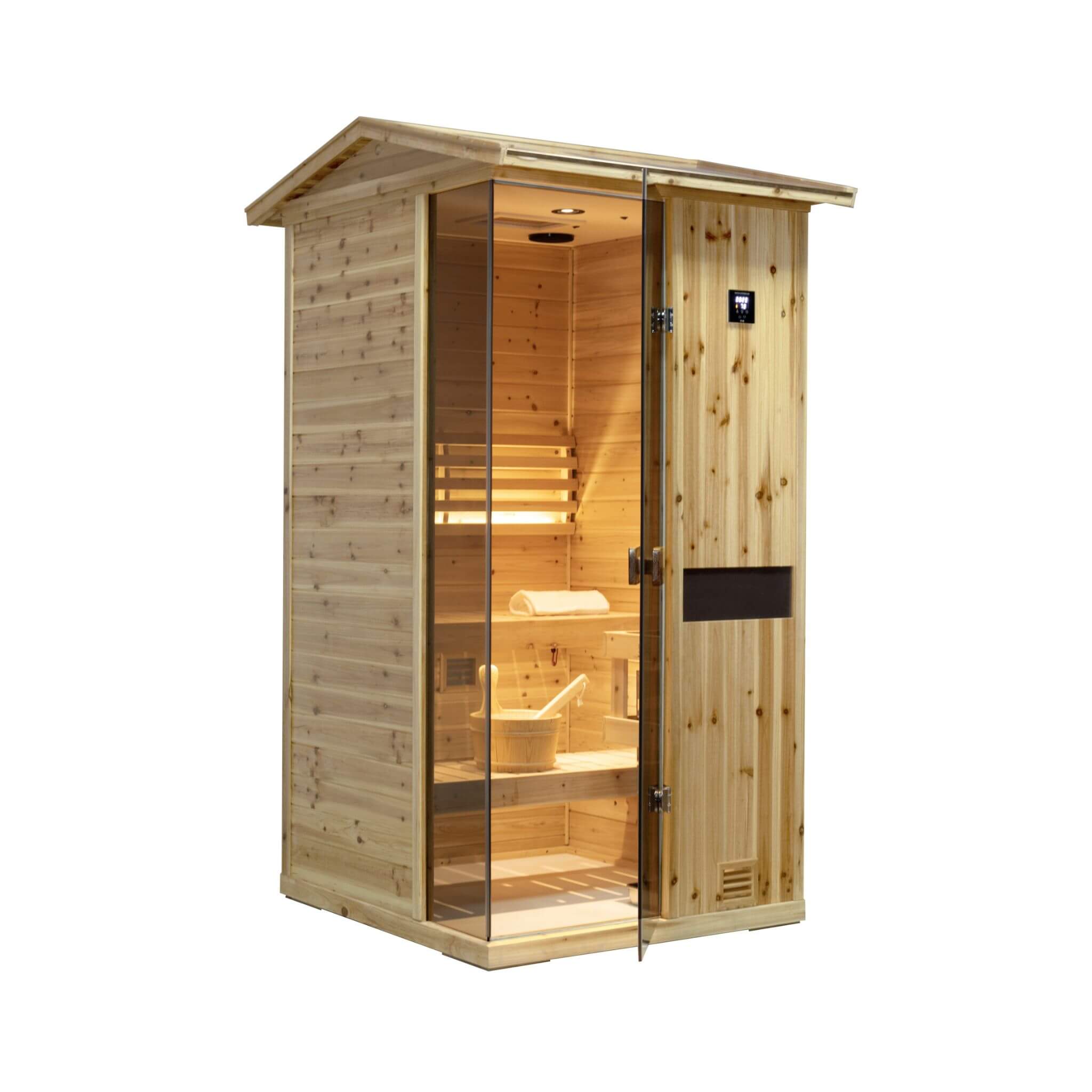 Thermora Nova 1-Person Outdoor Weather-Resistant Traditional Wooden Steam Sauna Room (SAK71642) – SAKSBY WHOLESALE, view 6