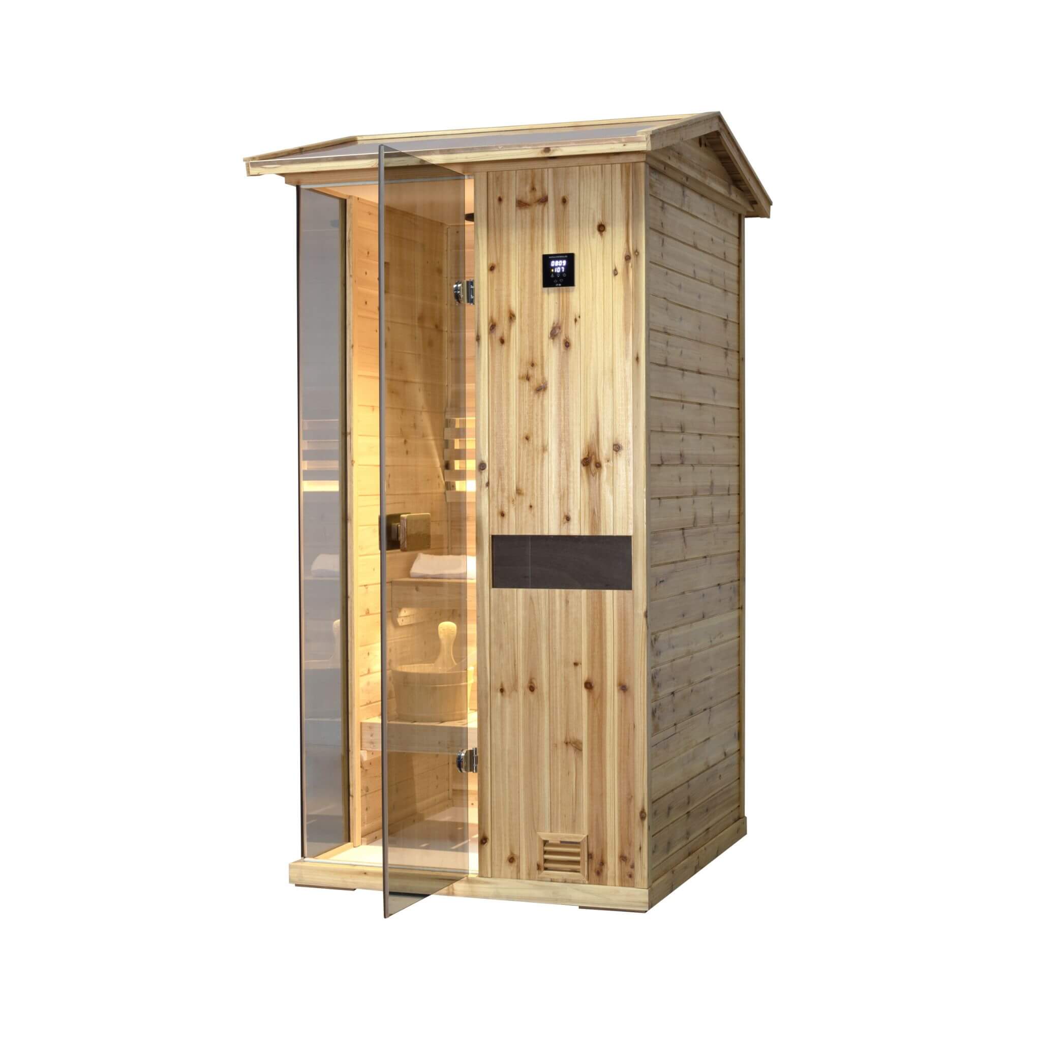Thermora Nova 1-Person Outdoor Weather-Resistant Traditional Wooden Steam Sauna Room (SAK71642) – SAKSBY WHOLESALE, view 7