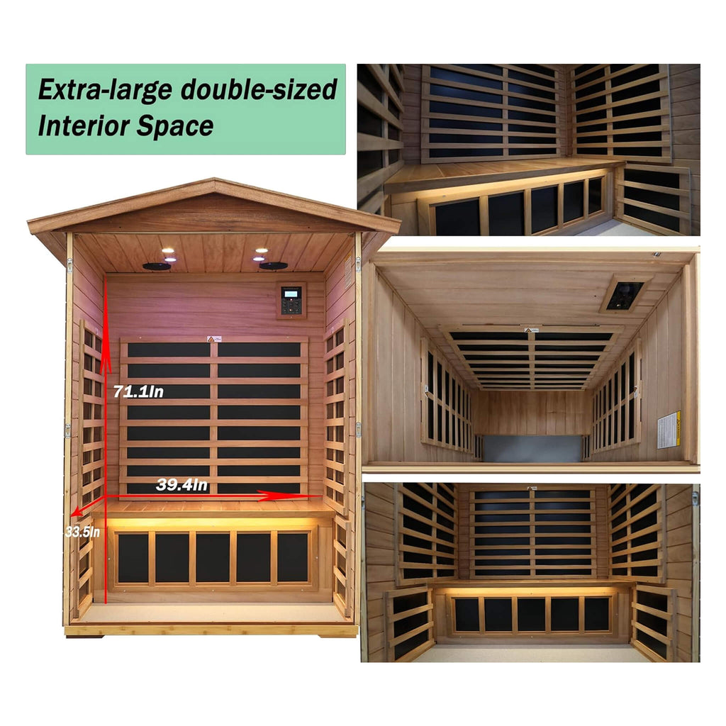 Thermora Ignis 2-Person Ultra-Low EMF Mahogany Outdoor Infrared Sauna With Bluetooth Speakers (SAK43021) – SAKSBY WHOLESALE, 