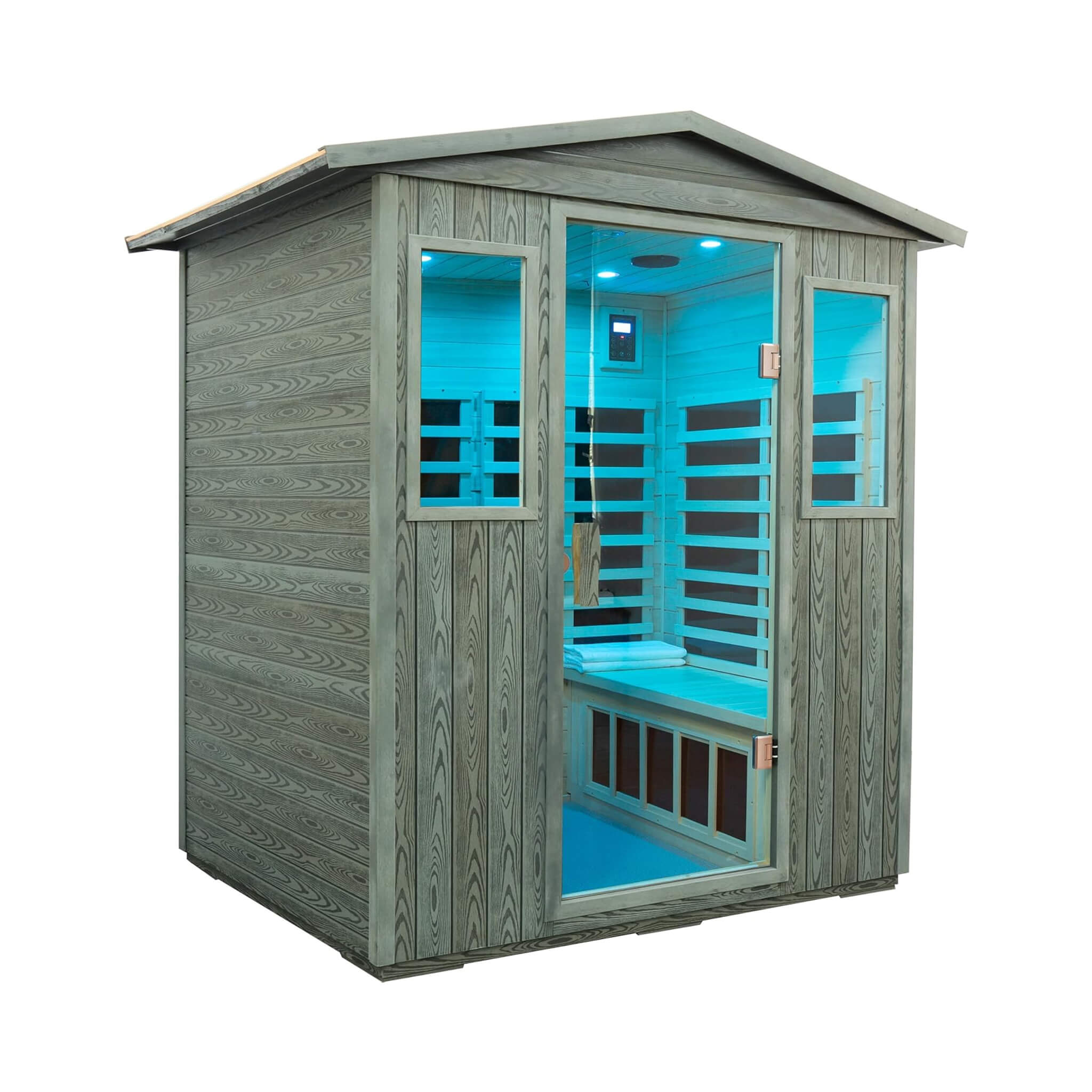 Thermora Eterna 4-Person Full-Spectrum Low EMF Carbonized Composite Infrared Sauna Room With Bluetooth Speakers (SAK70182) – 
