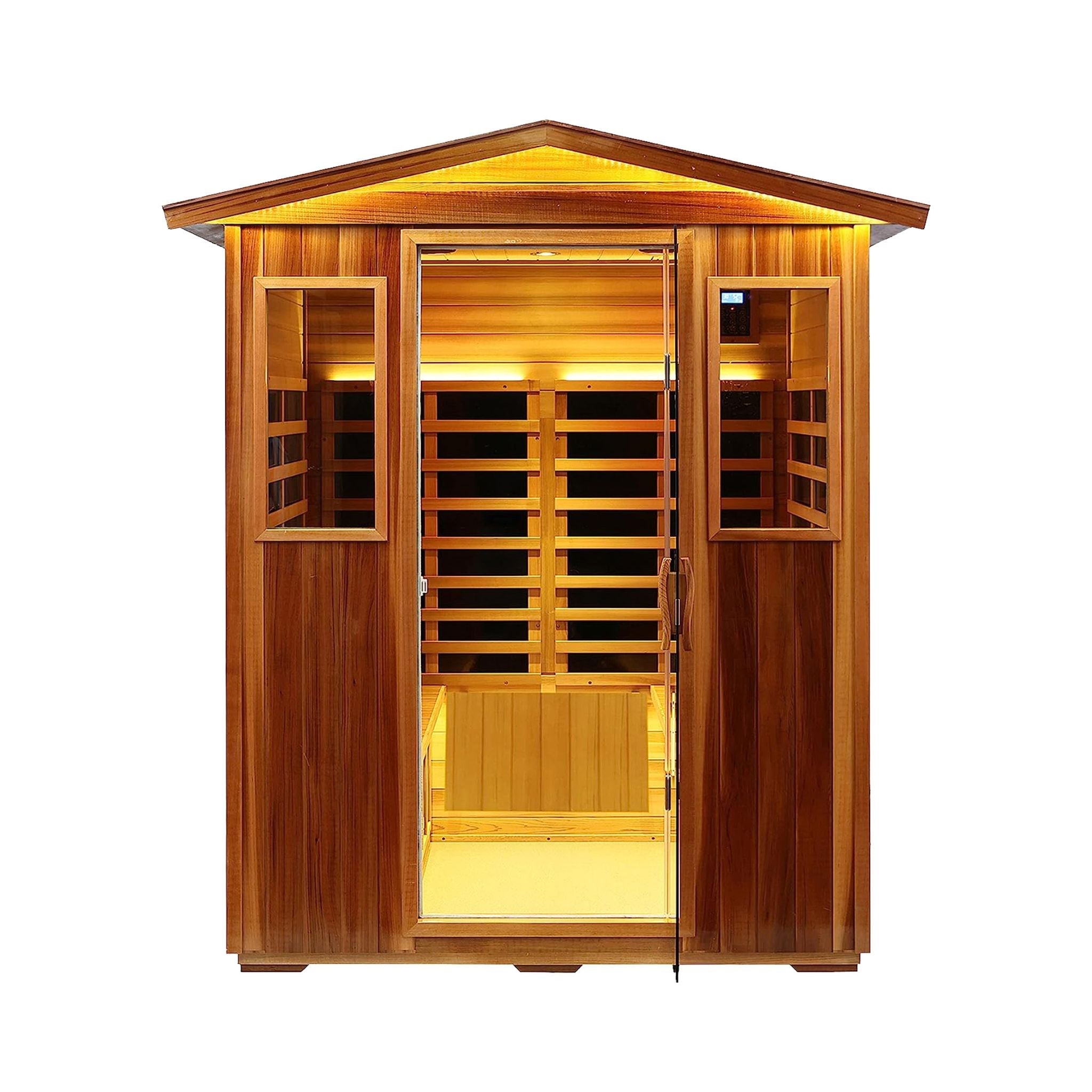 Thermora Kairo 4-Person Outdoor Infrared Hemlock Sauna With Tempered Glass Door (SAK82140) – SAKSBY WHOLESALE
