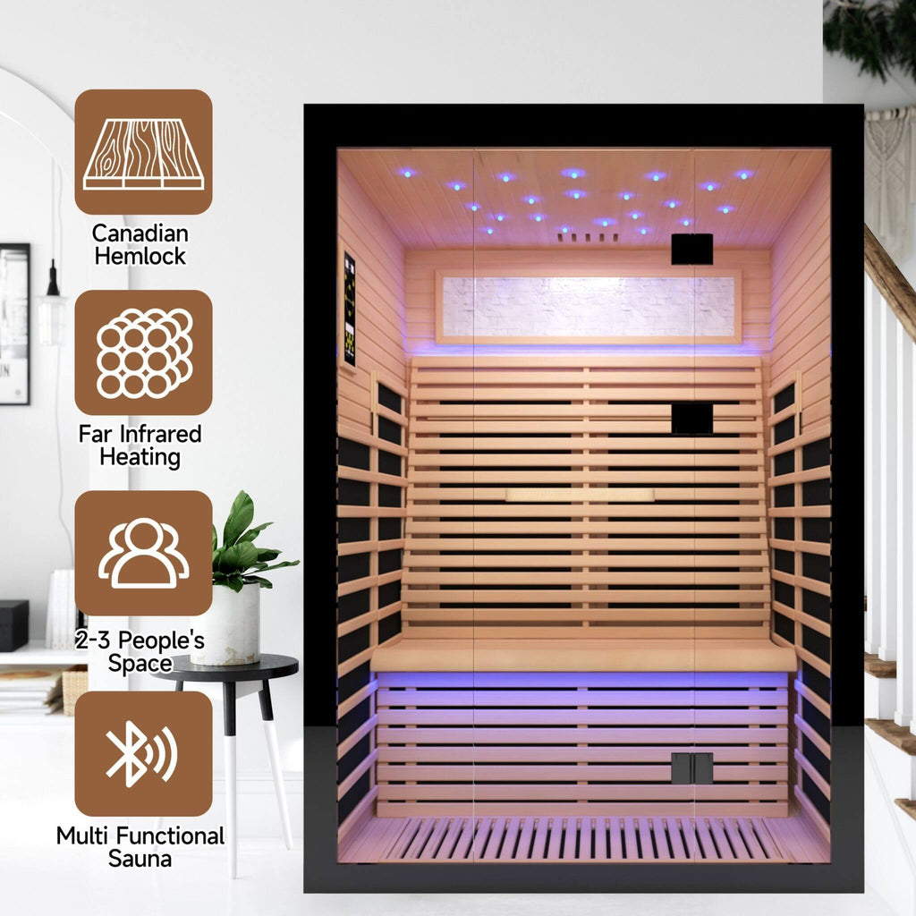 Thermora Vapor Luxury 2-Person Canadian Hemlock Wood Far Infrared Home Sauna (SAK56874) – SAKSBY WHOLESALE, view 8