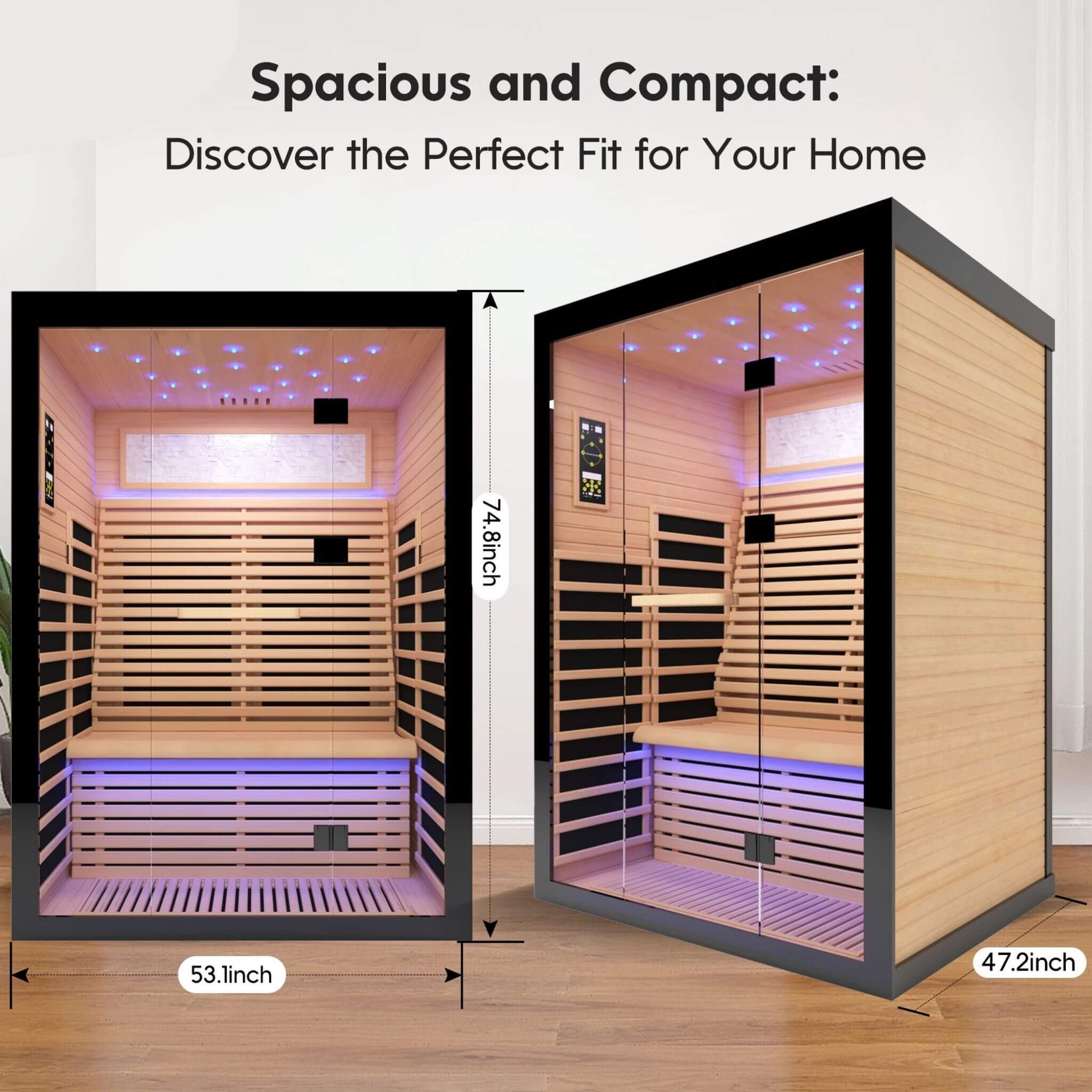 Thermora Vapor Luxury 2-Person Canadian Hemlock Wood Far Infrared Home Sauna (SAK56874) – SAKSBY WHOLESALE, view 5