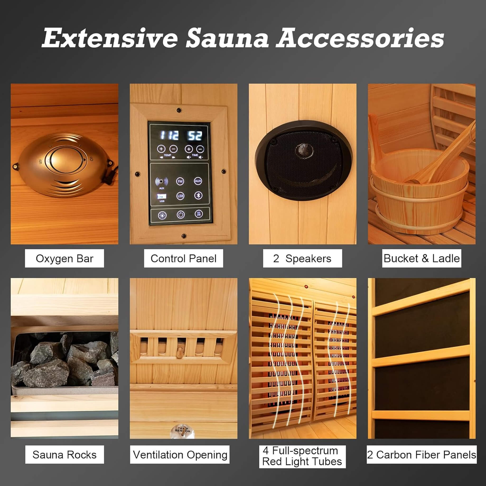 Rövia Luma 2-Person Indoor Hybrid Sauna Room With Infrared And 3.5KW Steam Heater [Made-To-Order] (SAK83750) – SAKSBY WHOLESA
