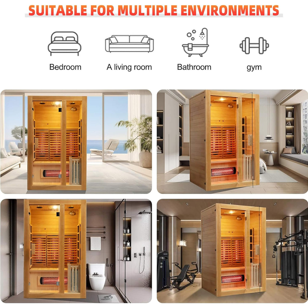 Rövia Luma 2-Person Indoor Hybrid Sauna Room With Infrared And 3.5KW Steam Heater [Made-To-Order] (SAK83750) – SAKSBY WHOLESA