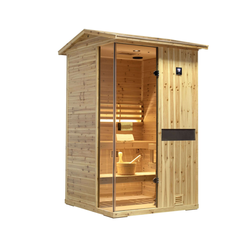 Thermora Arctic Premium 2-Person Outdoor Wooden Steam Sauna Room With Smart Control Panel And Bluetooth Audio (SAK52918) – SA