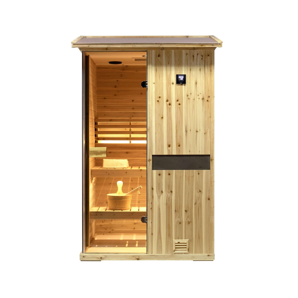 Thermora Arctic Premium 2-Person Outdoor Wooden Steam Sauna Room With Smart Control Panel And Bluetooth Audio (SAK52918) – SA