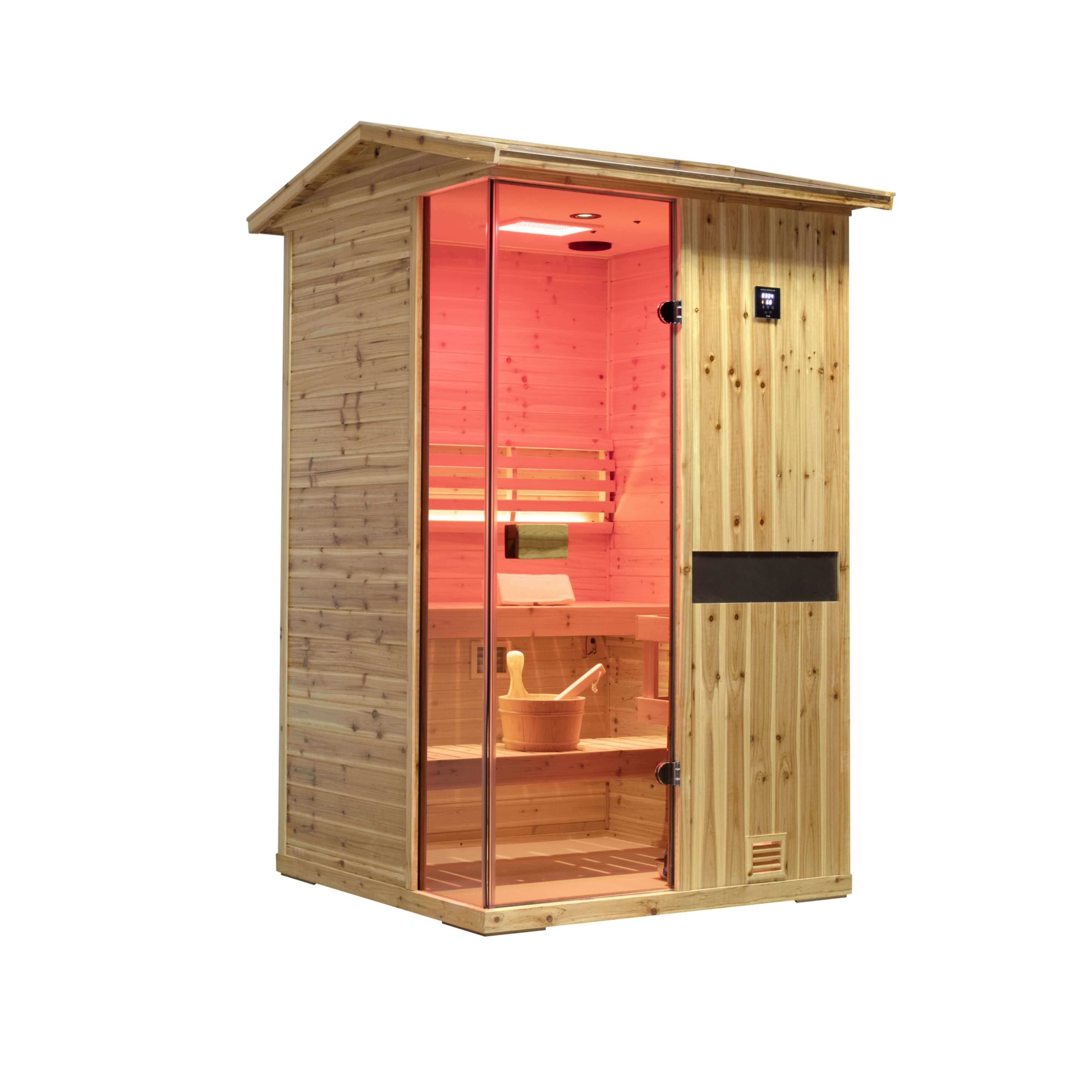 Thermora Arctic Premium 2-Person Outdoor Wooden Steam Sauna Room With Smart Control Panel And Bluetooth Audio (SAK52918) – SA