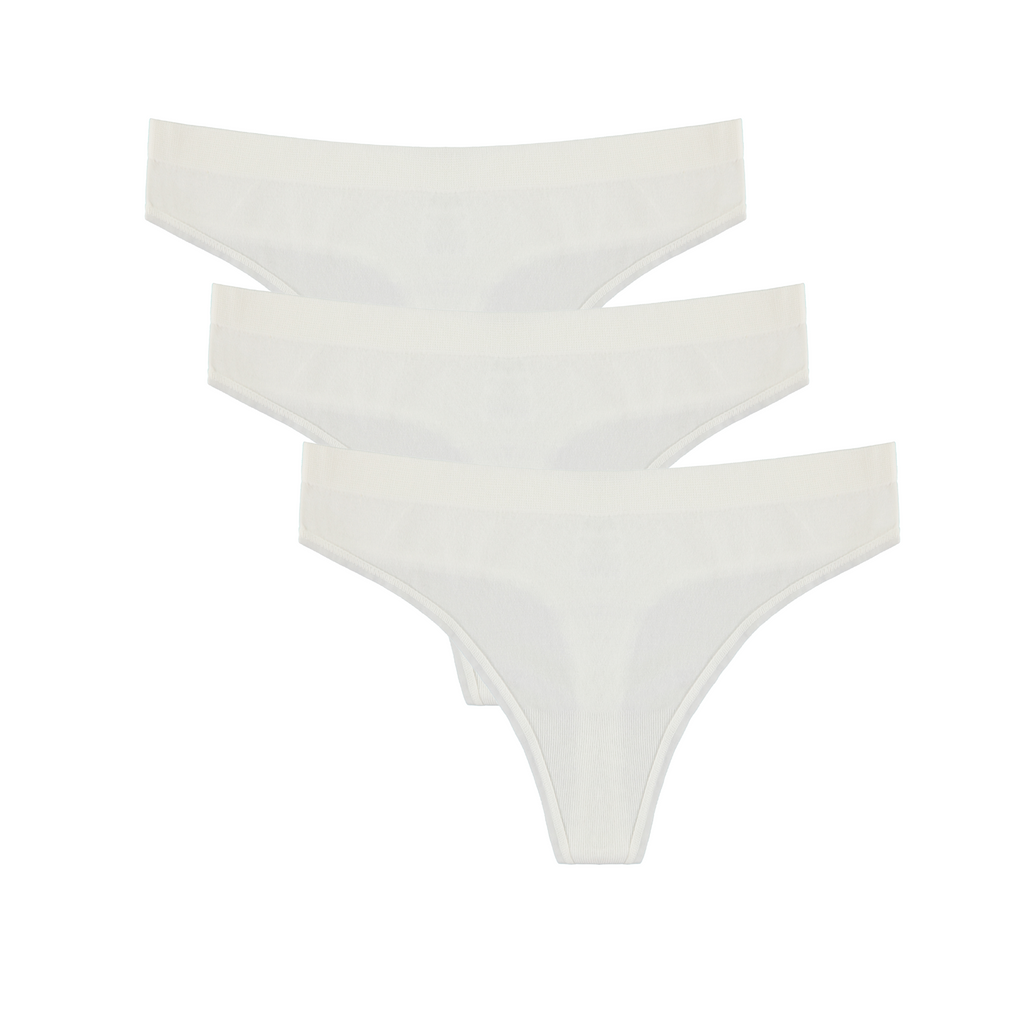 Spun Bamboo Women's Bamboo/Cotton Thong Style Underwear Natural Color - 3-pack — main product shot