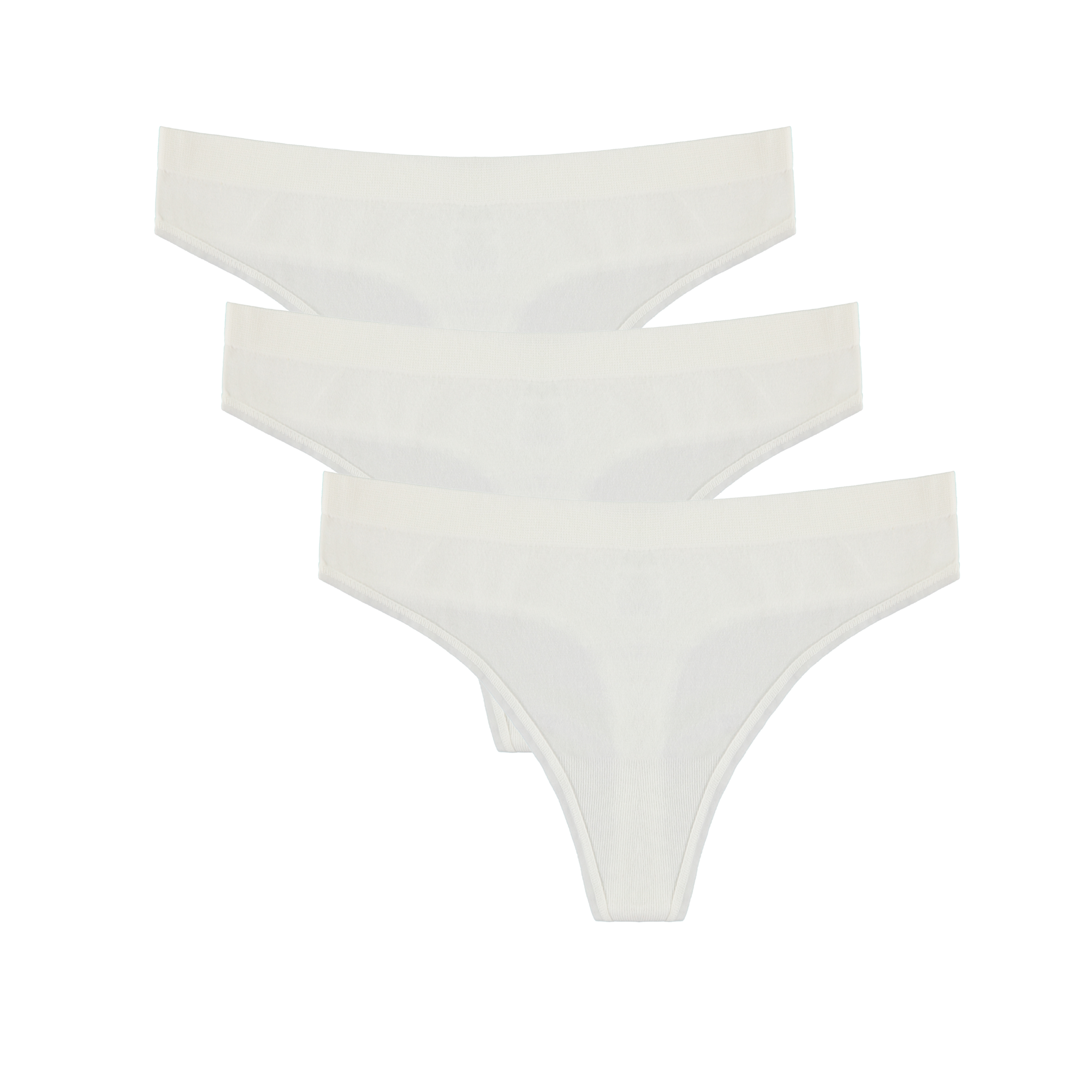 Spun Bamboo Women's Bamboo/Cotton Thong Style Underwear Natural Color - 3-pack — main product shot