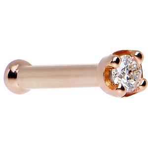 BodyCandy 14K Rose Gold 1.5mm Genuine Diamond Nose Ring — detail close-up