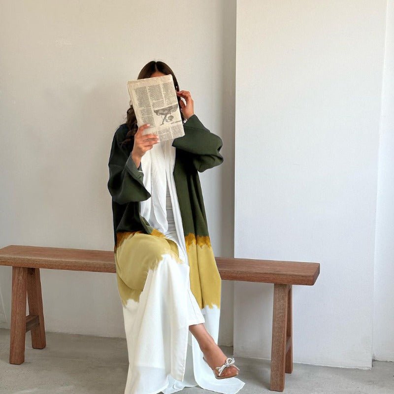 Mariam's Collection Tie-Dye Cape Cardigan Dress Abaya | Gradient Open Front Kimono Cover(MOA221) — detail shot 9