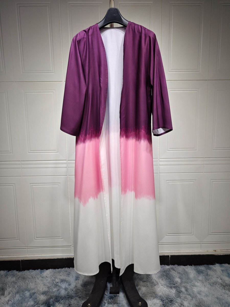 Mariam's Collection Tie-Dye Cape Cardigan Dress Abaya | Gradient Open Front Kimono Cover(MOA221) — detail close-up