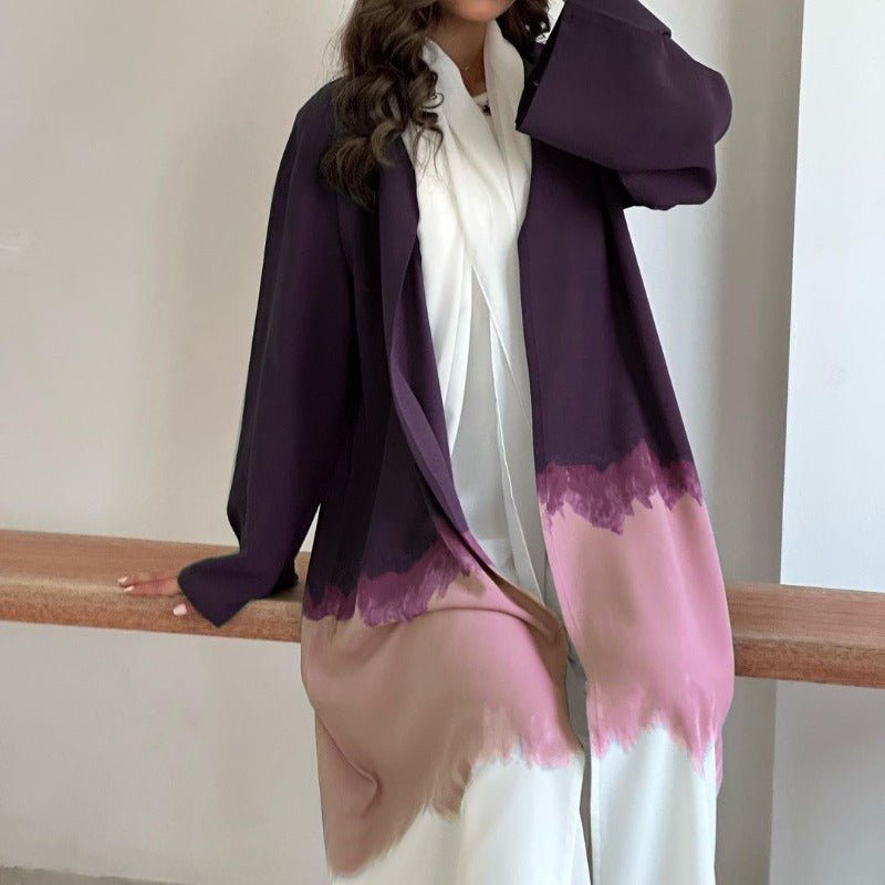 Mariam's Collection Tie-Dye Cape Cardigan Dress Abaya | Gradient Open Front Kimono Cover(MOA221) — feature highlight