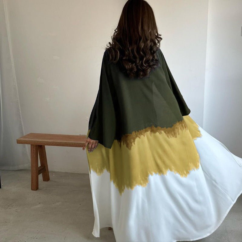 Mariam's Collection Tie-Dye Cape Cardigan Dress Abaya | Gradient Open Front Kimono Cover(MOA221) — detail shot 7