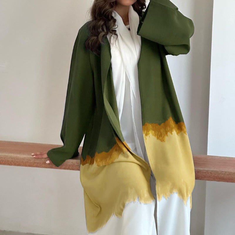 Mariam's Collection Tie-Dye Cape Cardigan Dress Abaya | Gradient Open Front Kimono Cover(MOA221) — detail shot 8