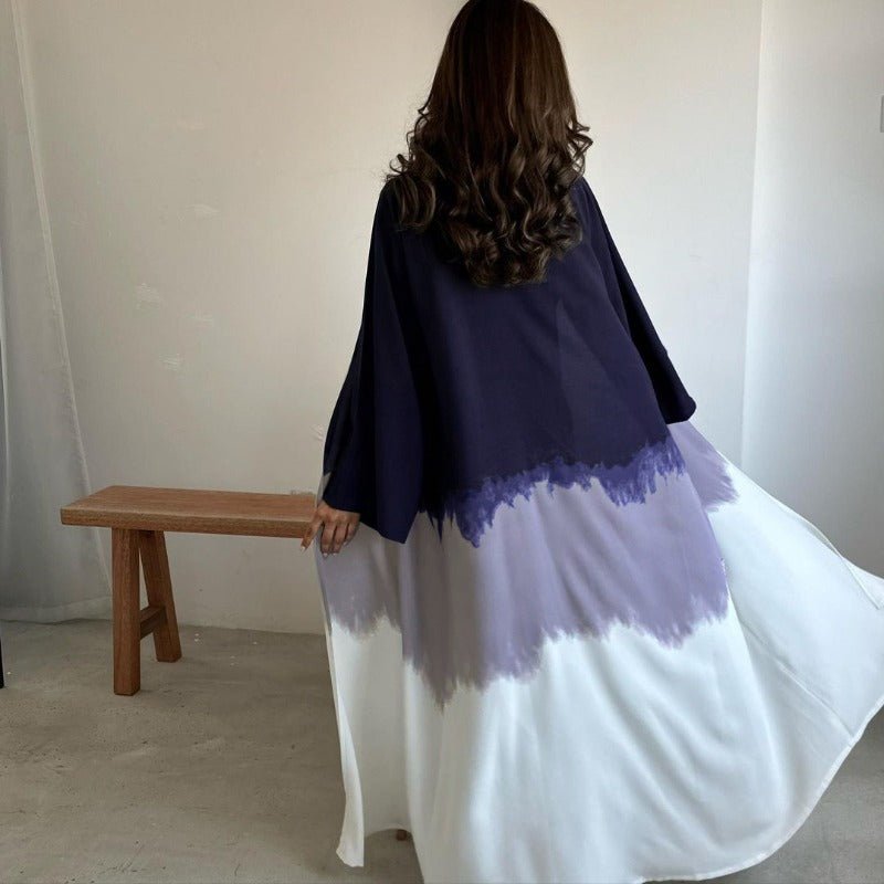 Mariam's Collection Tie-Dye Cape Cardigan Dress Abaya | Gradient Open Front Kimono Cover(MOA221) — main product shot