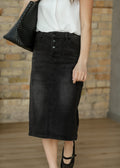 Inherit Co. Tiffany Black Denim Midi Skirt — main product shot