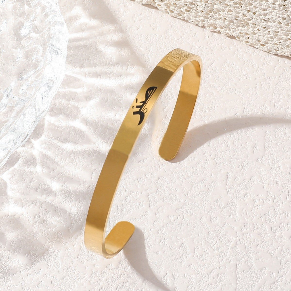 Mariam's Collection Titanium Steel Letter C Shape Open Bracelet(MAC229)(WITH GIFT BOX) — lifestyle worn / used context