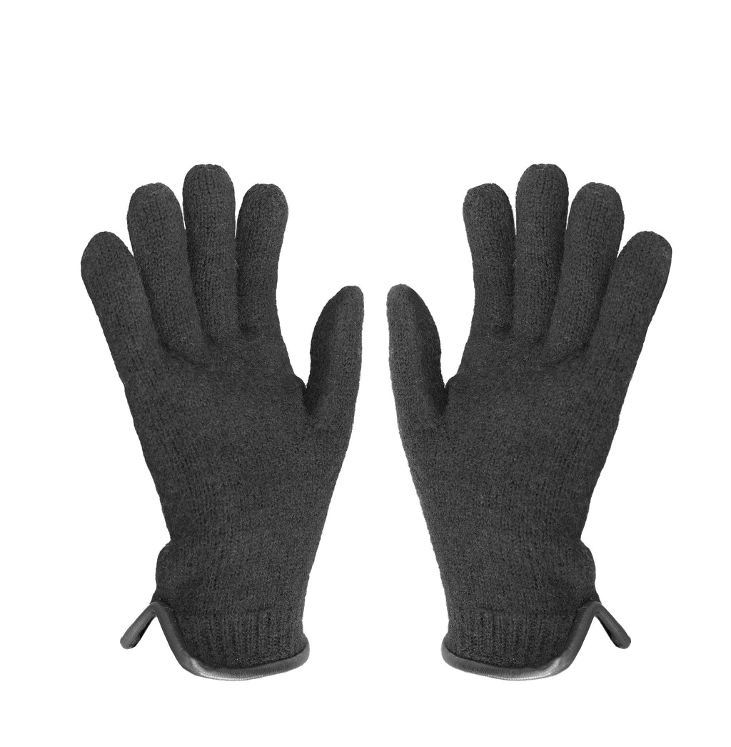 tittimitti tittimitti® 100% Virgin Wool Unisex Gloves with Genuine Leather Trim. OEKO-TEX Standard 100 — detail close-up