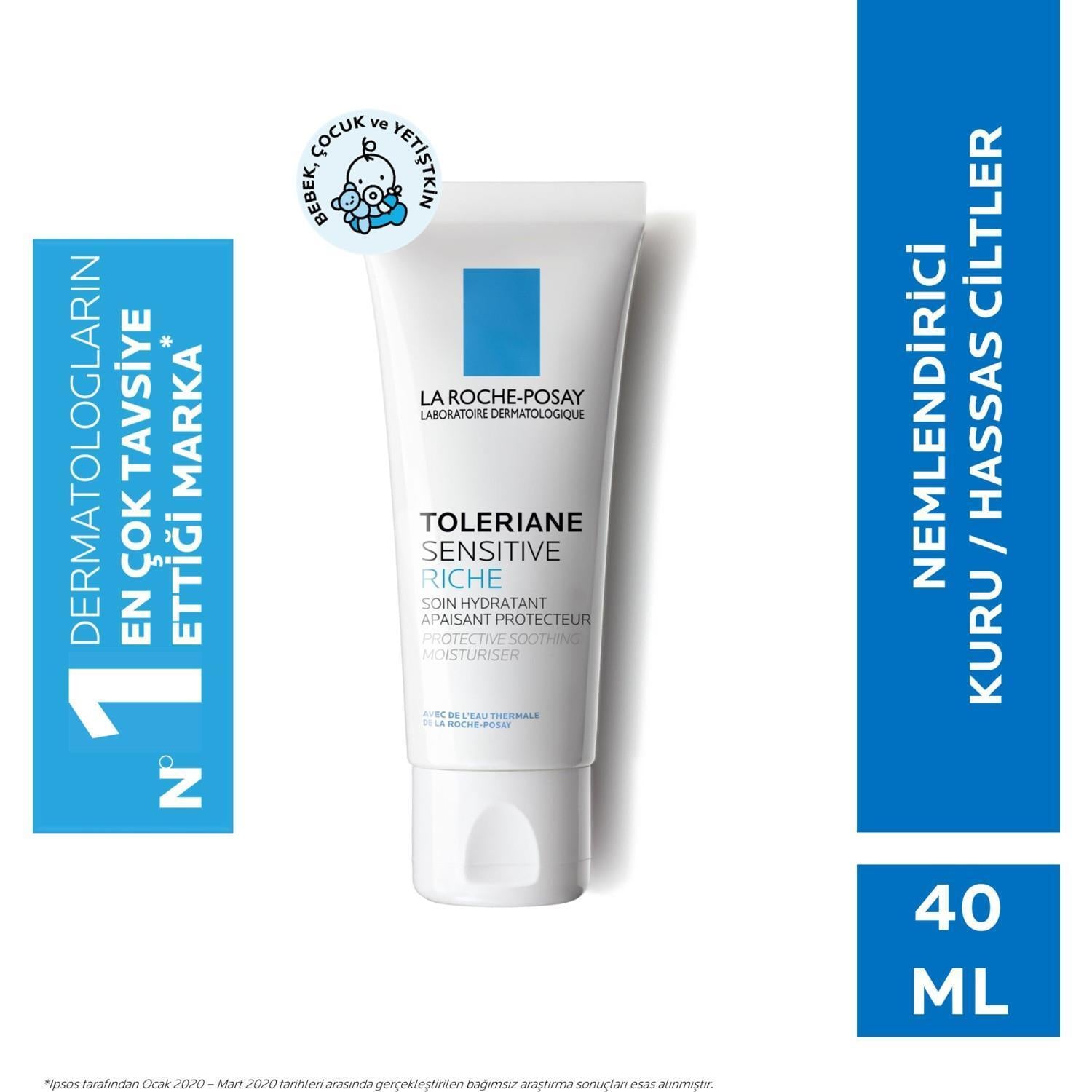 La Roche Posay Toleriane Sensitive Rich Moisturizing Face Cream for Sensitive Skin - 48 Hour Hydration, Fragrance-Free & Alcohol-Free