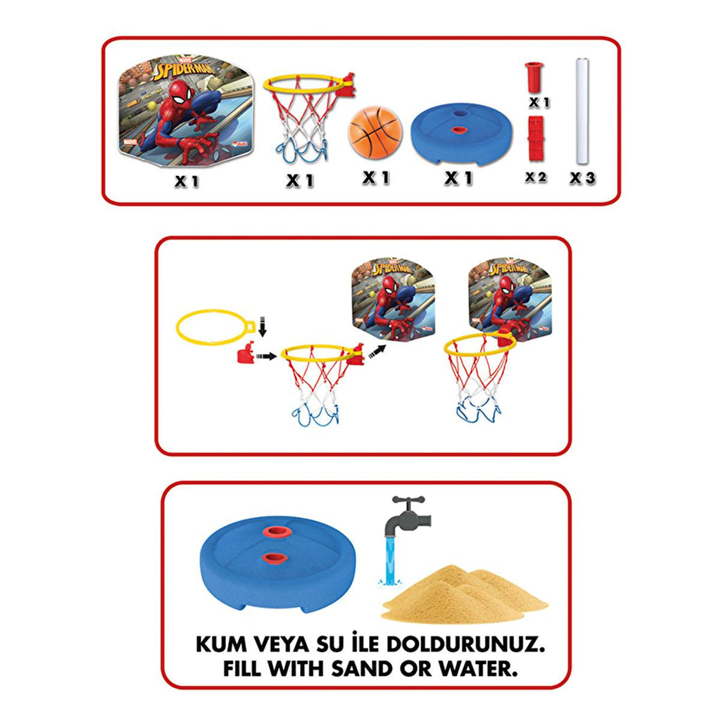 Dede Oyuncak Spiderman Kids Basketball Hoop Set - Adjustable Height, Safe & Fun Indoor/Outdoor Game for Children