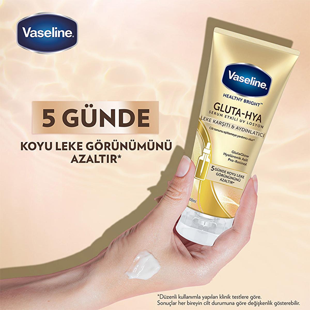 Vaseline Gluta-Hya Serum UV Protective Hydrating Body Lotion - Brightening, Non-Greasy Moisturizer with GlutaGlow Technology