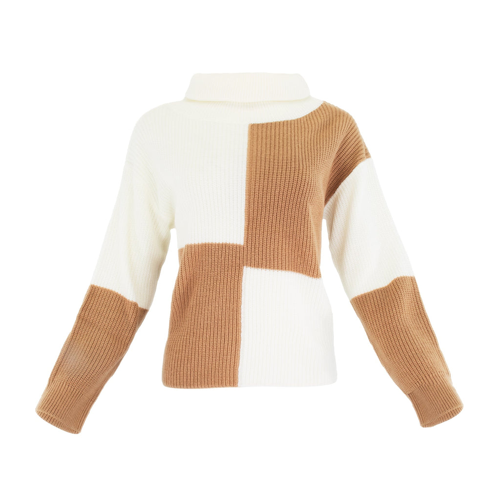 profile-nyc COLORBLOCK KNIT SWEATER — lifestyle context
