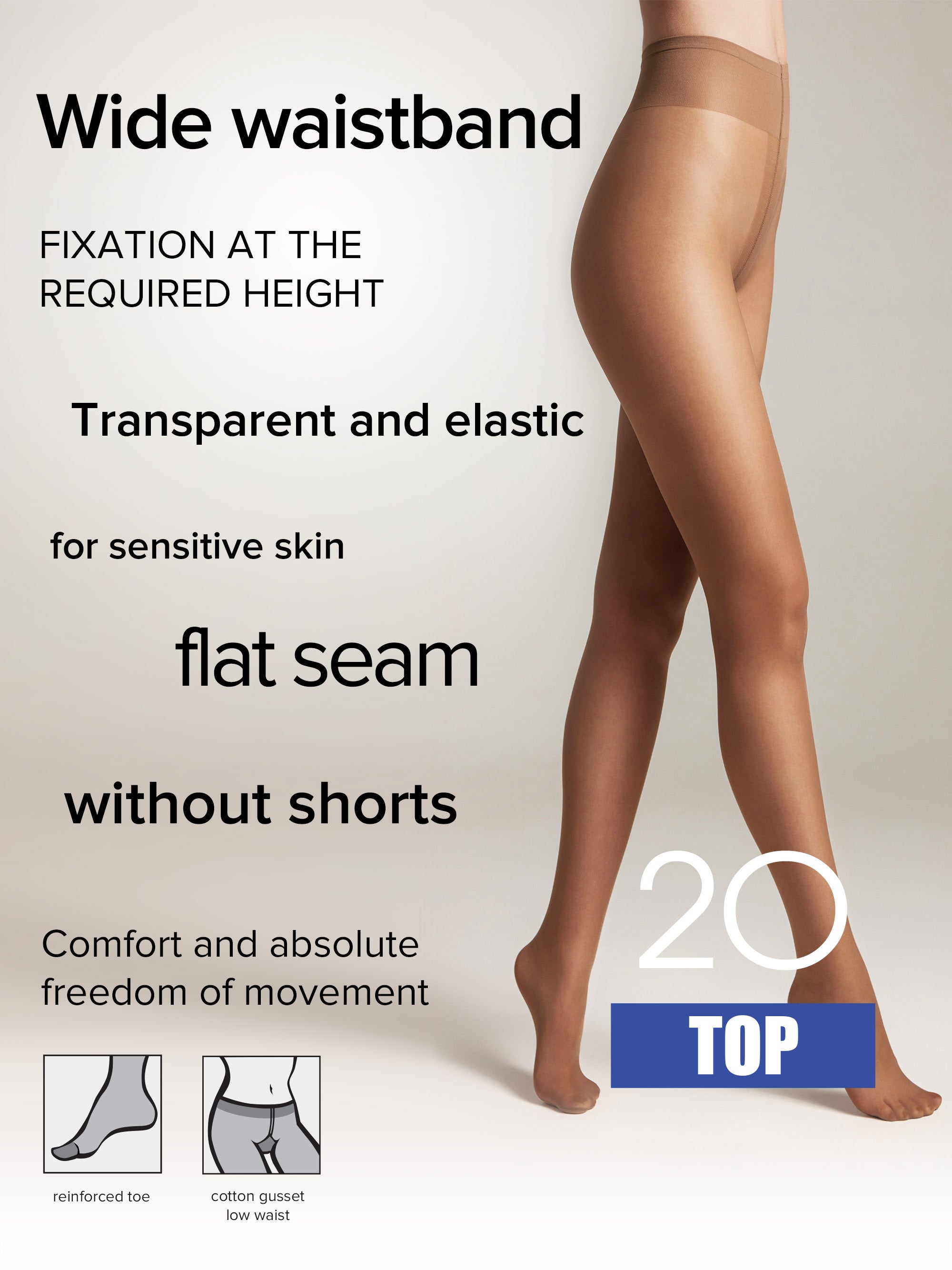 TheRanok.com Tights Conte Top 20 Den - Low Waist Adjustable Belt — detail close-up