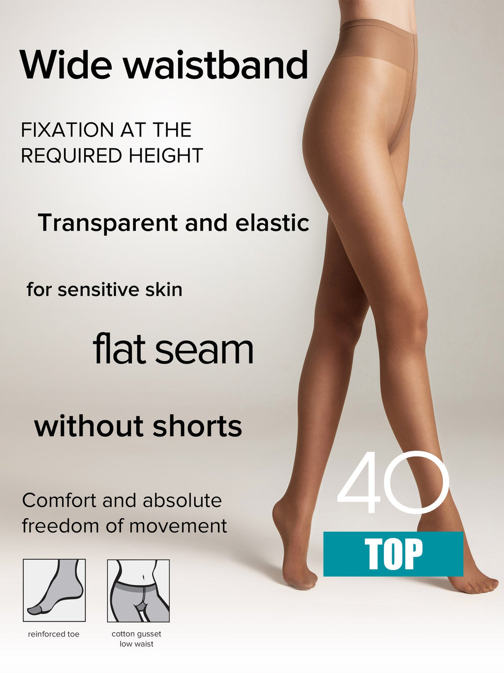 TheRanok.com Tights Conte Top 40 Den - Low Waist Adjustable Belt — flat-lay composition