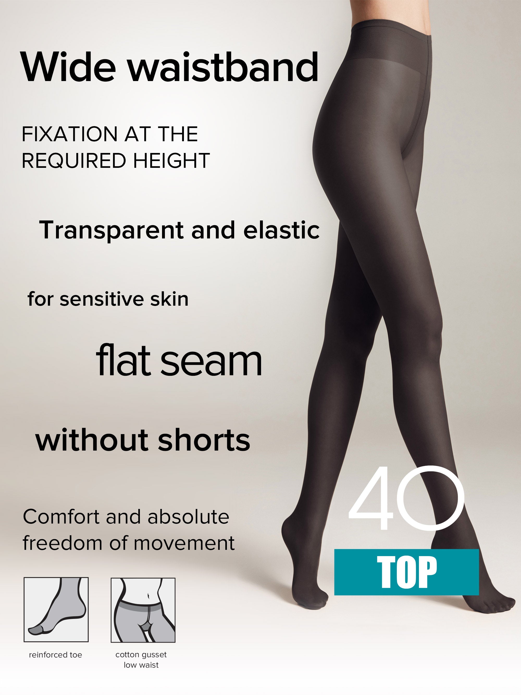 TheRanok.com Tights Conte Top 40 Den - Low Waist Adjustable Belt — detail close-up