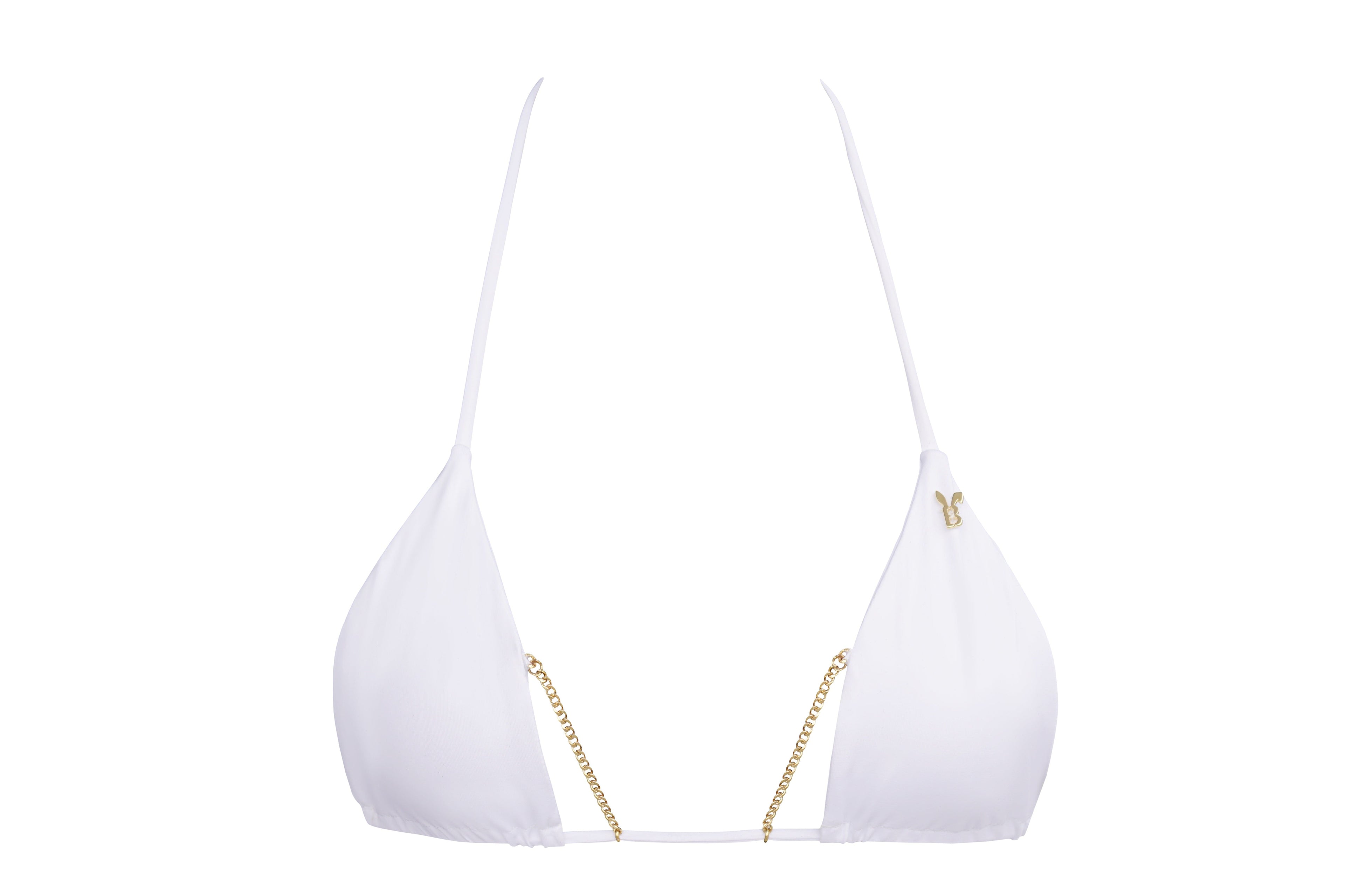 BUNNIES ROOM DUBAI BIKINI IN WHITE — branding close-up