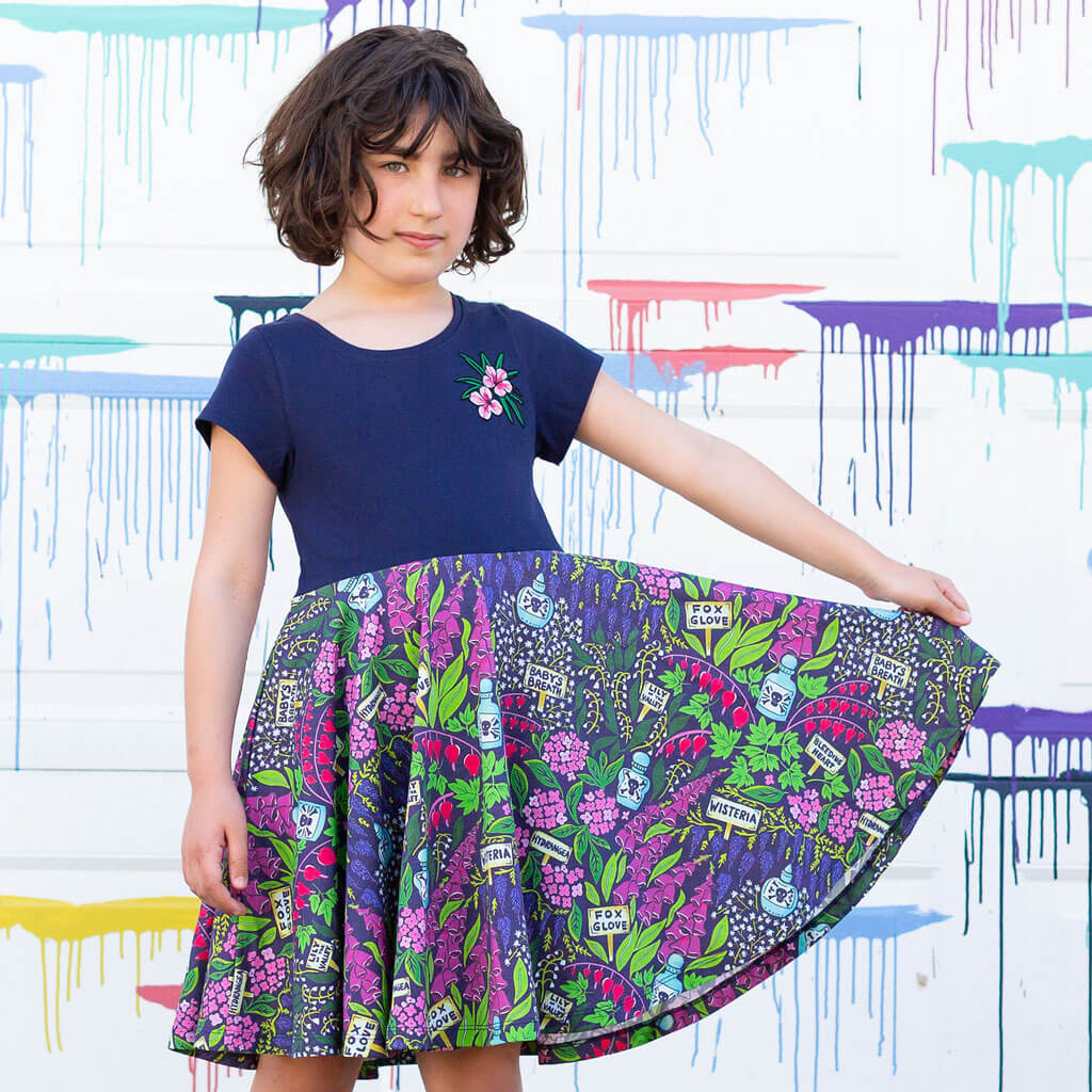 Princess Awesome & Boy Wonder "Pick Your Poison" Toxic Garden Super Twirler Dress with Pockets — main product shot