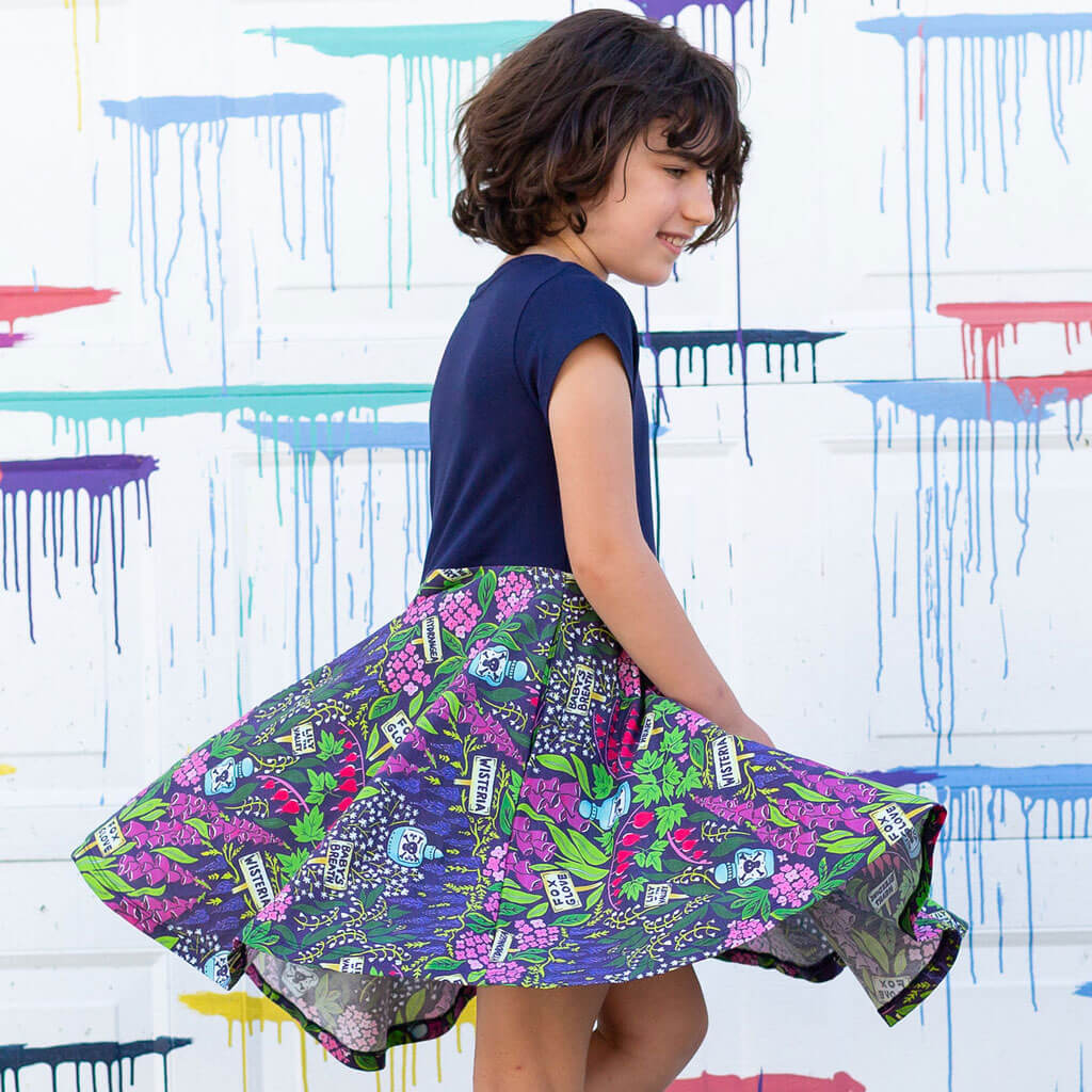 Princess Awesome & Boy Wonder "Pick Your Poison" Toxic Garden Super Twirler Dress with Pockets — detail shot 6