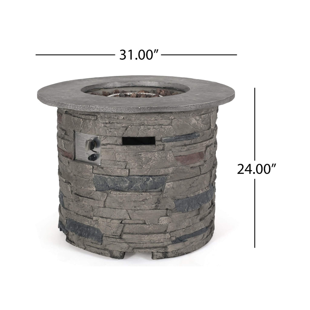 Alora 32-Inch Transitional Outdoor Concrete Round Propane Fire Pit Table, Gray (SAK48268) – SAKSBY WHOLESALE, view 17