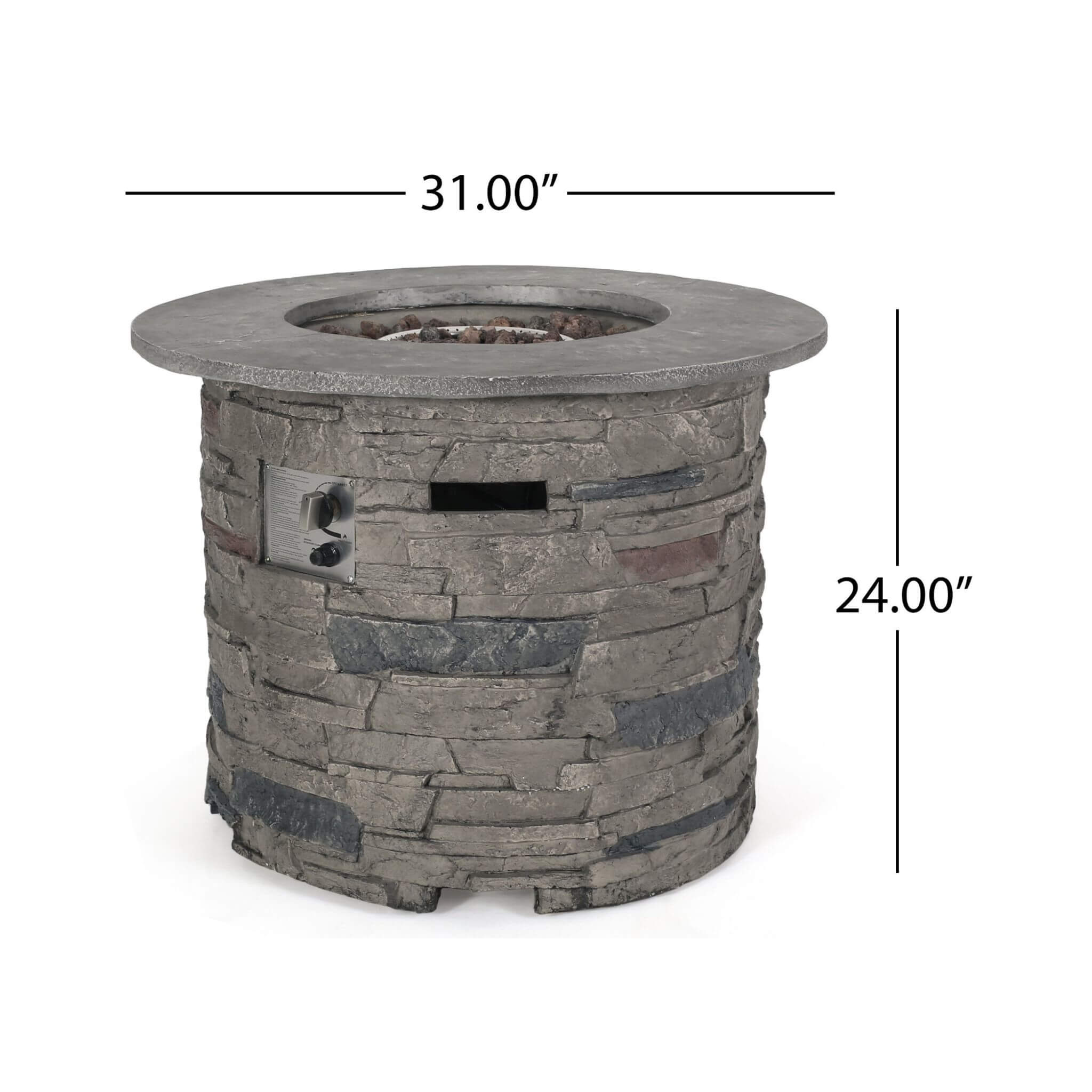 Alora 32-Inch Transitional Outdoor Concrete Round Propane Fire Pit Table, Gray (SAK48268) – SAKSBY WHOLESALE, view 17