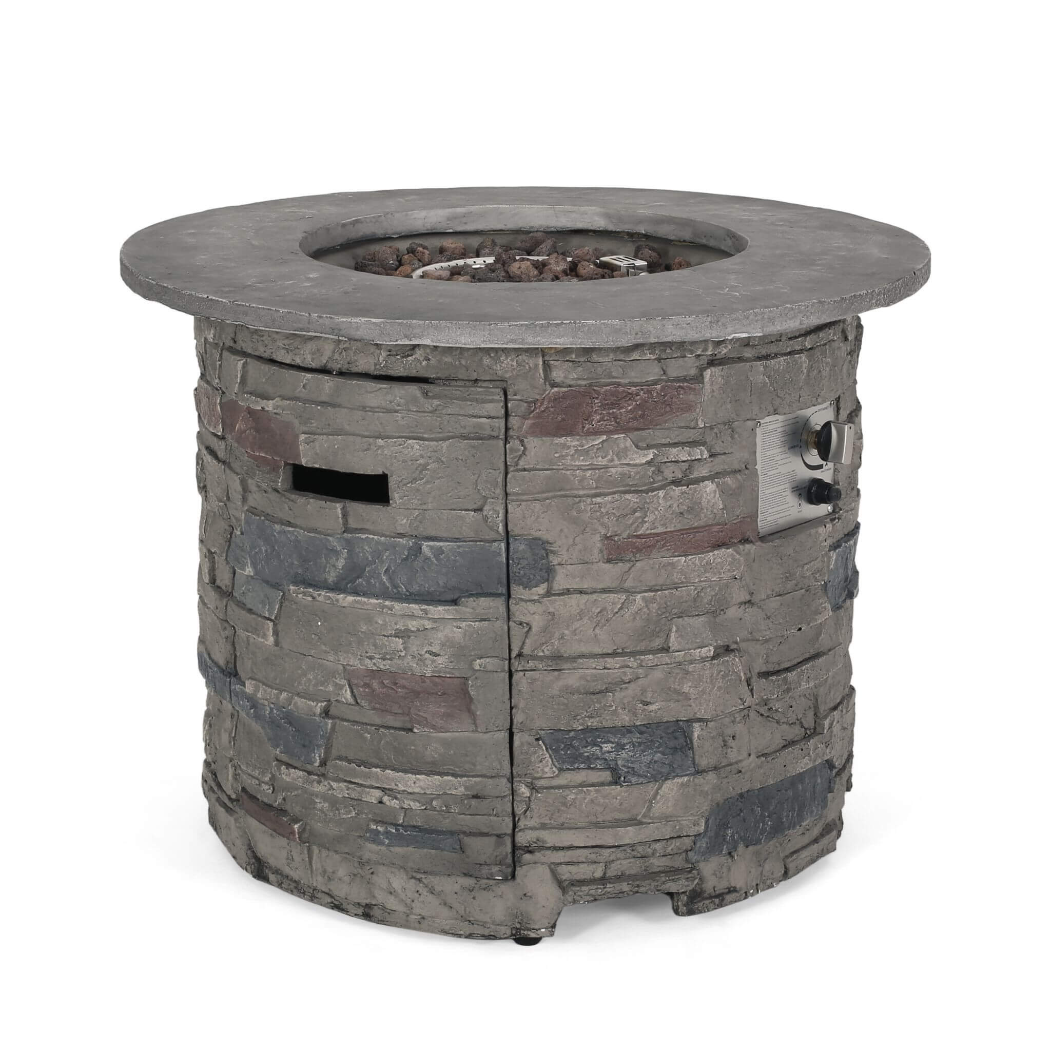 Alora 32-Inch Transitional Outdoor Concrete Round Propane Fire Pit Table, Gray (SAK48268) – SAKSBY WHOLESALE, view 7
