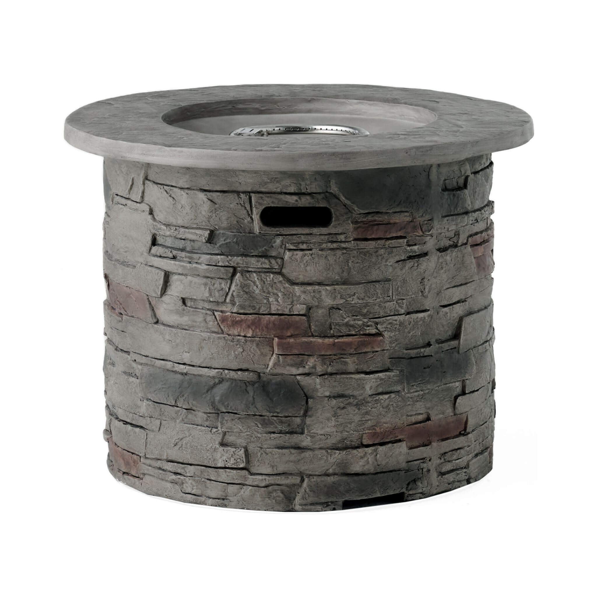 Alora 32-Inch Transitional Outdoor Concrete Round Propane Fire Pit Table, Gray (SAK48268) – SAKSBY WHOLESALE, view 16