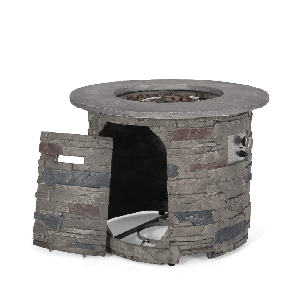 Alora 32-Inch Transitional Outdoor Concrete Round Propane Fire Pit Table, Gray (SAK48268) – SAKSBY WHOLESALE, view 9