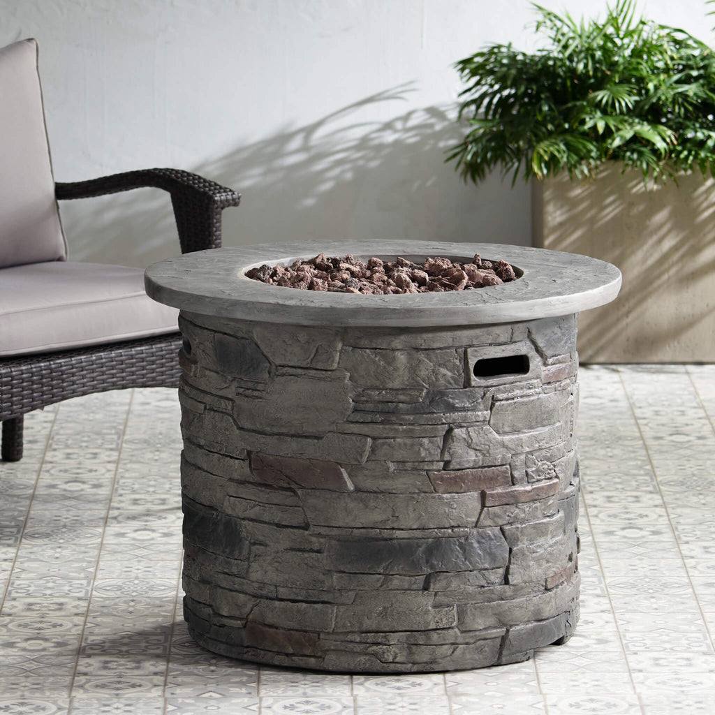Alora 32-Inch Transitional Outdoor Concrete Round Propane Fire Pit Table, Gray (SAK48268) – SAKSBY WHOLESALE, view 15