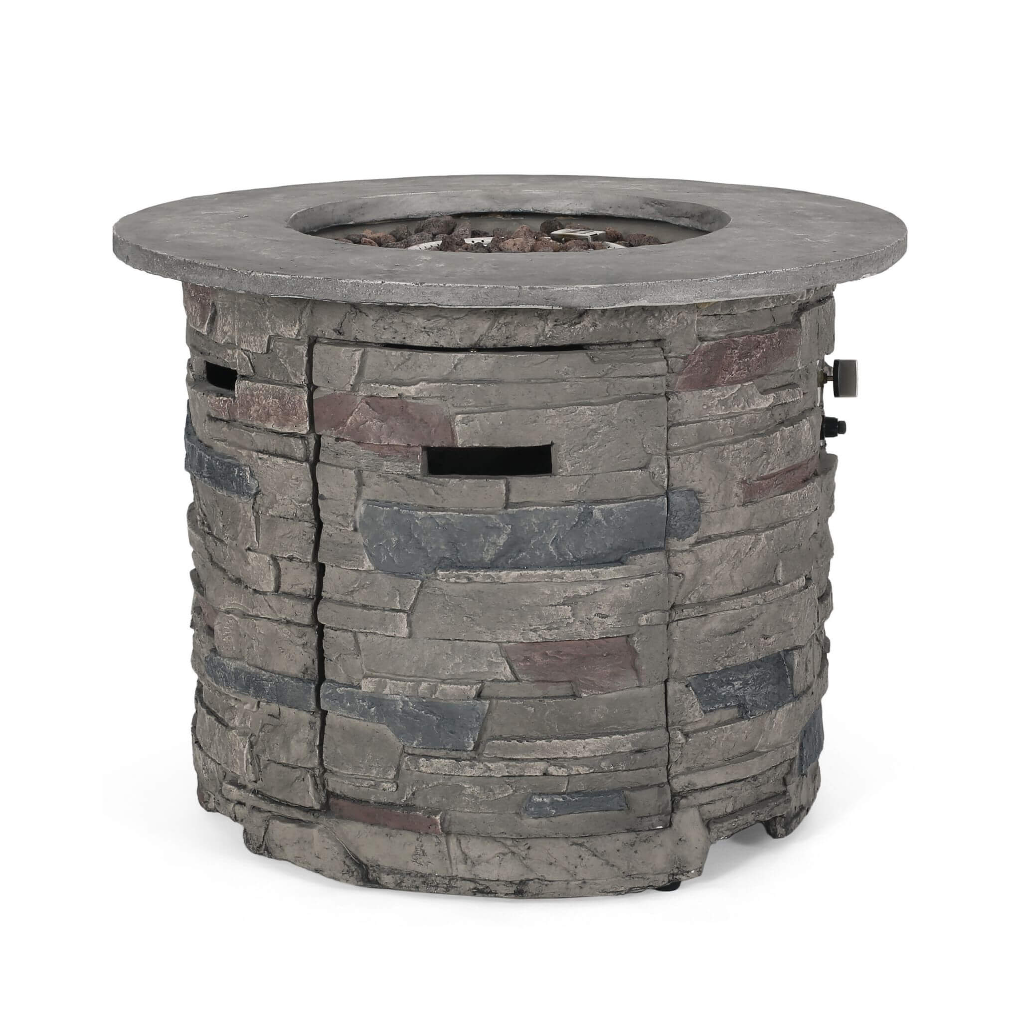 Alora 32-Inch Transitional Outdoor Concrete Round Propane Fire Pit Table, Gray (SAK48268) – SAKSBY WHOLESALE, view 12