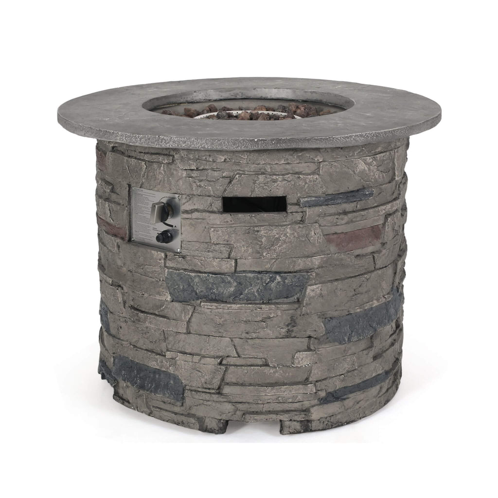 Alora 32-Inch Transitional Outdoor Concrete Round Propane Fire Pit Table, Gray (SAK48268) – SAKSBY WHOLESALE, view 5