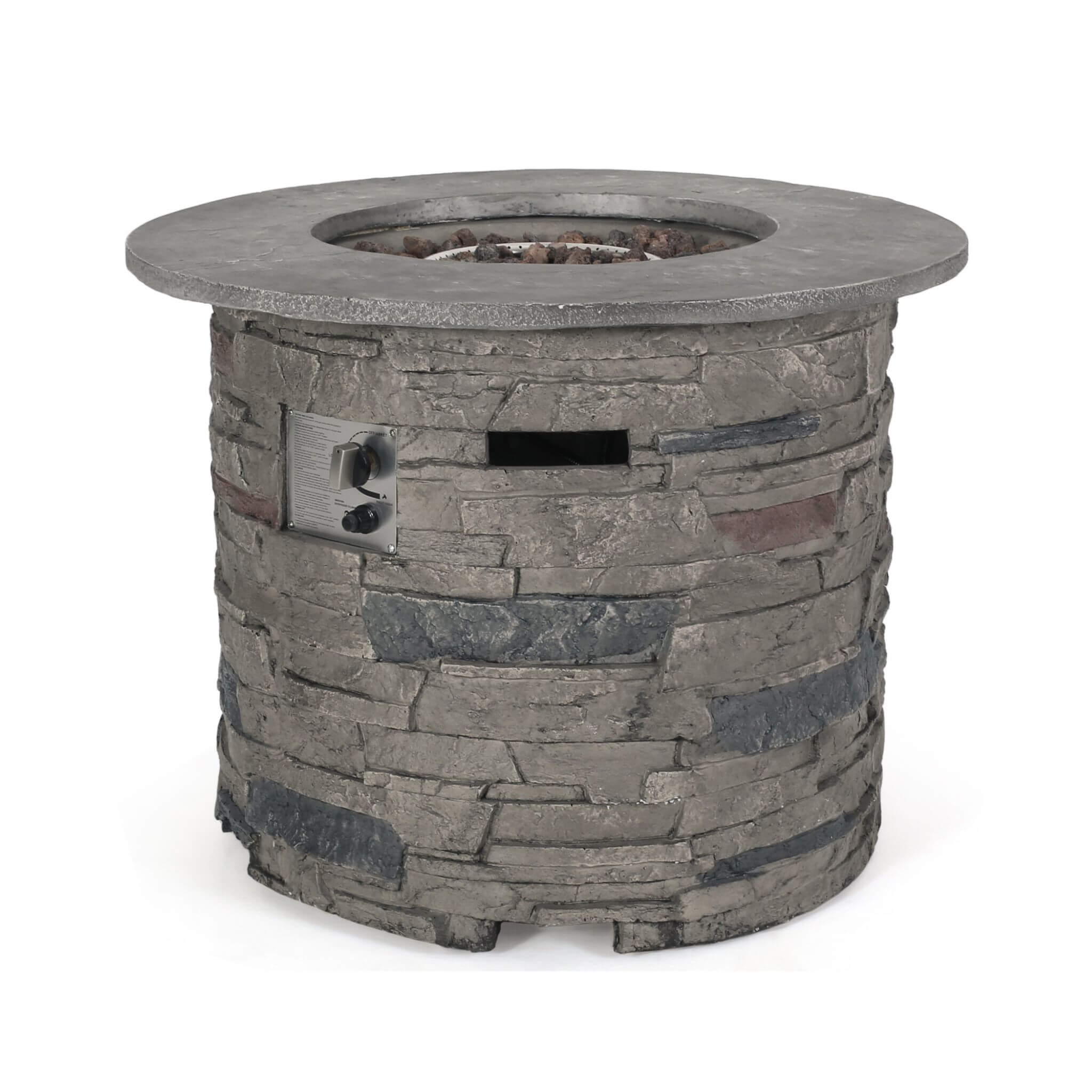 Alora 32-Inch Transitional Outdoor Concrete Round Propane Fire Pit Table, Gray (SAK48268) – SAKSBY WHOLESALE, view 5