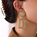 Mariam's Collection Trapezoid Dangle Earrings with Carved Texture (MAC322) — main product shot