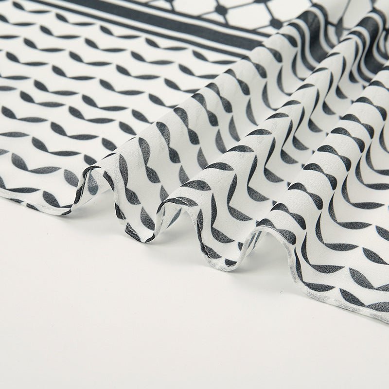 Mariam's Collection Trendy Women's Chiffon Keffiyeh Scarf with Print – Perfect for Summer, Travel & Islamic Modest Fashion(MH110) — detail shot 9